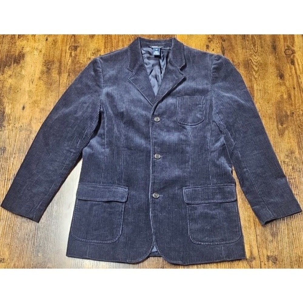VTG Ralph Lauren Youth 18 Corduroy Sport Coat Navy Blue Jacket Mens 36